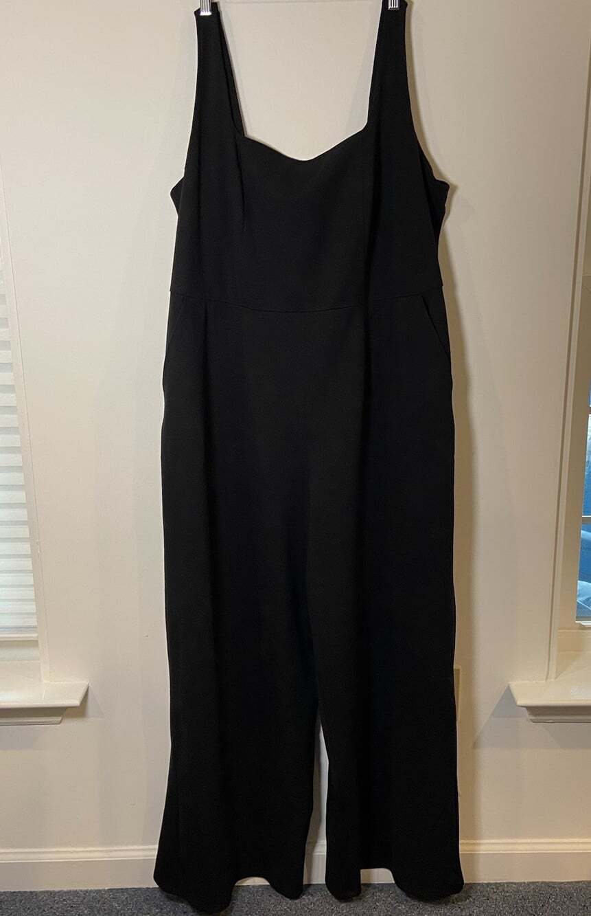 NWT Ava & Viv One Piece Jumpsuit Sleeveless Wide Leg Black Size 2X New